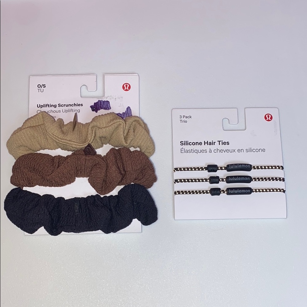 Lululemon Bundle Lot of 2 Uplifting Scrunchies & Silicone Hair Ties‎ NWT
